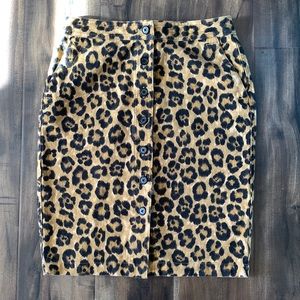 😍LRL Ralph Lauren Linen Blend Cheetah Print Button Front Linen Skirt 😍